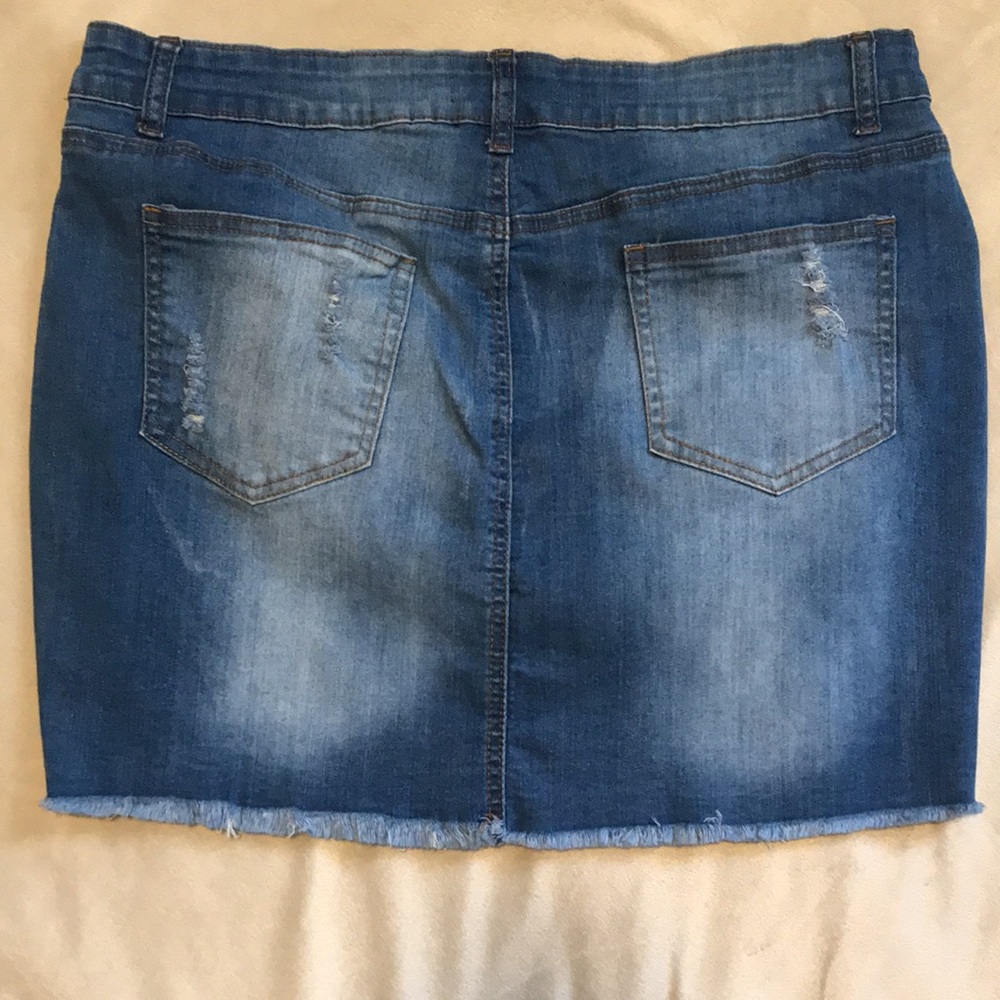 Denim Ripped Skirt - Picture 2 of 3